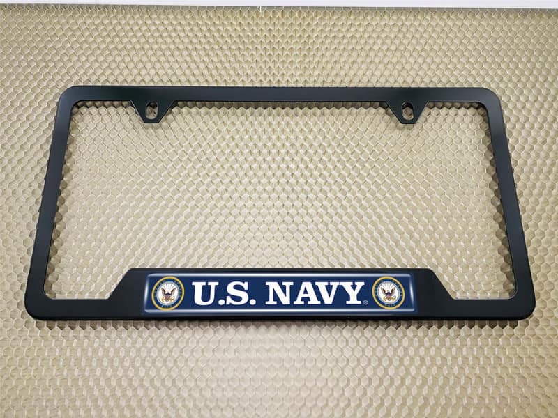 U.S. Navy - Stainless Steel Black 2-hole Car License Plate Frame